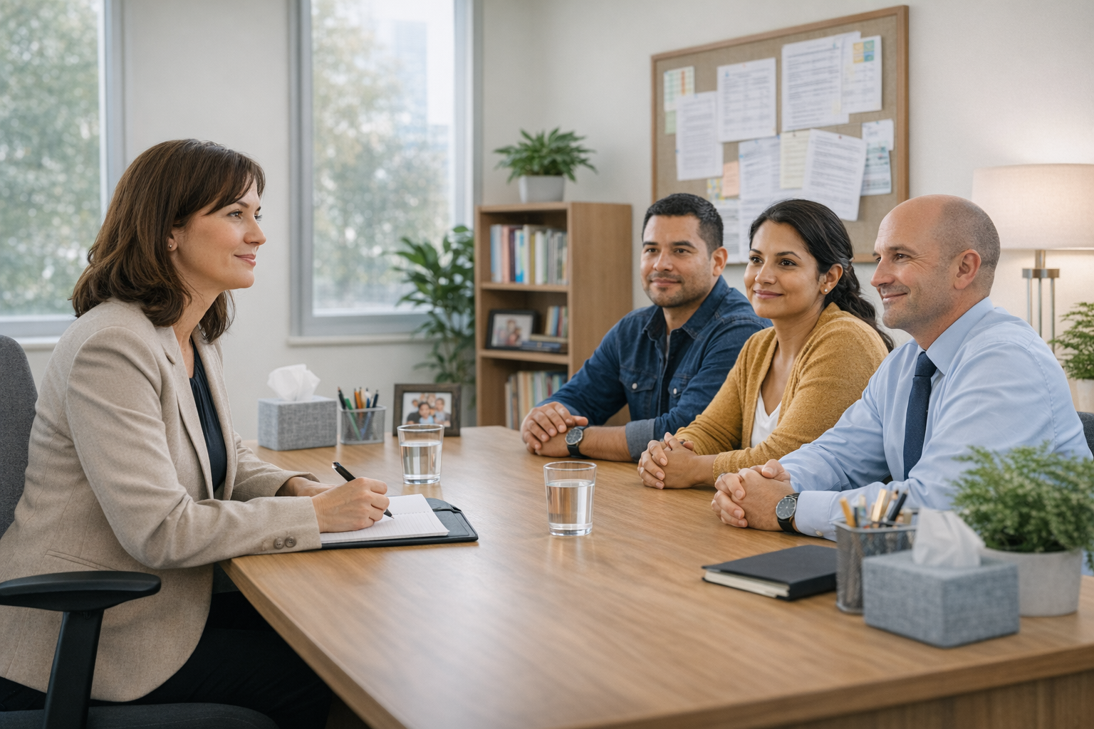 Counselor meeting with a Latino couple